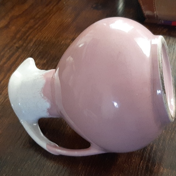 Hand Made Dripped Glaze Pink and White Pitcher - Picture 4 of 7